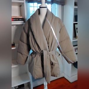 Tan Missguided shawl coat Large